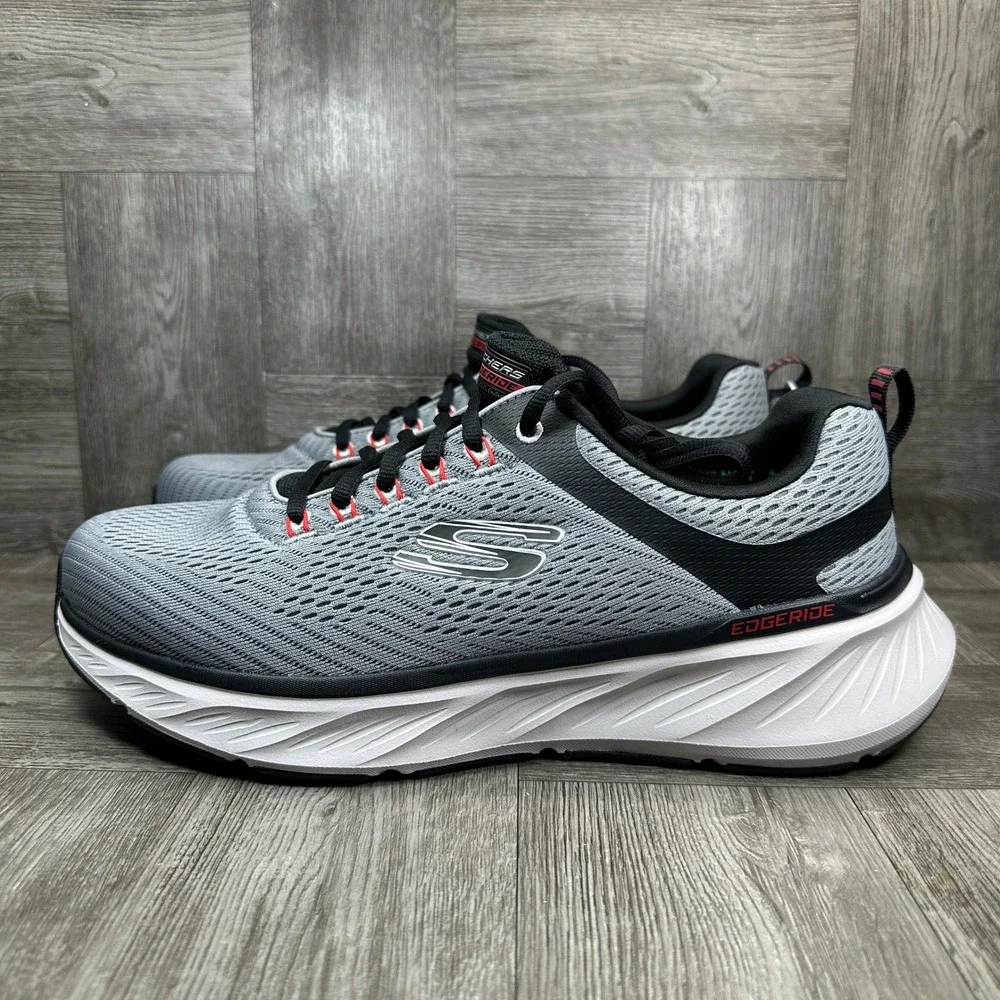 Skechers Edgeride Sneakers Mens 10 Gray Extra Wide Mesh Athletic Running NEW
